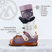 OutdoorMaster Kids Ski Socks - Merino Wool Blend, Over The Calf Design