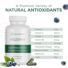 VisZen-V Eye Pressure with Vitamins, Fish Oil, Collagen, Lutein, Bilberry, Quercetin - 60 Capsules