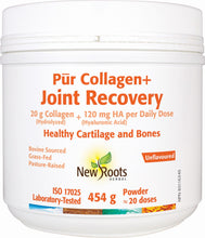 New Roots Herbal Pur Collagen + Joint Recovery, 454g - 20g Collagen, 120mg HA, Hydrolyzed Collagen Peptides Powder for Men & Women - Supports Cartilage, Bones and Joints, Collagen Supplement