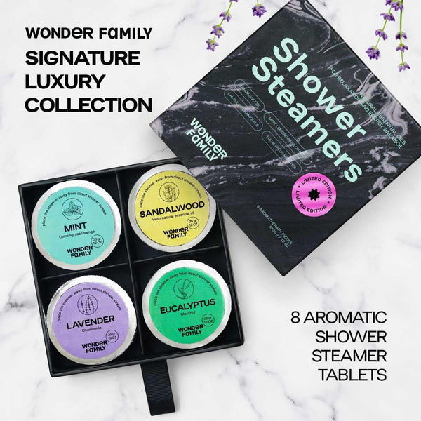 Shower Steamers Aromatherapy + Stone Tray - 8 Pack Shower Bombs for Women Self Care & Stress Relief - Home SPA with Lavender, Eucalyptus, Shower Tablets Aromatherapy - Gifts for Women and Men