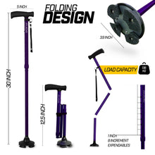 ZELECKS Walking Cane for Women & Men - Self Standing Adjustable Folding Cane with T Handle and 360 Pivot Base - Lightweight Foldable Walking Stick for Seniors - Collapsible Cane for Walking