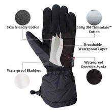 SKYDEER Skiing Gloves for Men and Women, Waterproof Deerskin Suede Winter Gloves for Cold Weather Work (SD8751T/L)