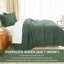 HiSnug Green Quilt Set Queen Size - Lightweight Summer Bedspread, Soft Oversized Queen Quilt Bedding Set for All Seasons, Machine Washable, 3 Pieces