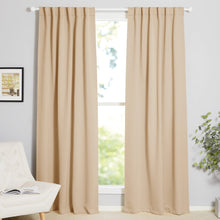 NICETOWN Solid Blackout Curtain Panels - Room Darkening Thermal Insulated Back Tab/Rod Pocket Draperies (52W by 84L, Biscotti Beige, Set of 2)