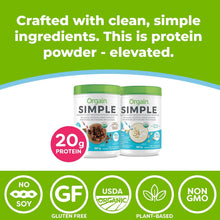 Orgain Simple Organic Plant Protein Powder, Chocolate, Vegan, Made with Fewer Ingredients and Without Dairy, Gluten and Stevia, Kosher, Non-GMO, 567g