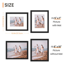 upsimples 8x10 Picture Frame Set of 5,Display Pictures 5x7 with Mat or 8x10 Without Mat,Wall Gallery Photo Frames, Black