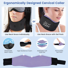 Relief Expert Soft Neck Brace with Neck Ice Pack Wrap, Breathable Cervical Collar with Reusable Hot and Cold Therapy Gel Pack, Adjustable Neck Support Brace for Women and Men, Posture Correct (Purple)