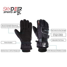 SKYDEER Waterproof Deerskin Suede Leather Ski Gloves for Snowboarding, Skiing, Ice Fishing, Snowmobile, Ice Skating, Hiking, Kayaking (SD8650T/XL)