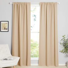 NICETOWN Solid Blackout Curtain Panels - Room Darkening Thermal Insulated Back Tab/Rod Pocket Draperies (52W by 84L, Biscotti Beige, Set of 2)