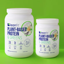 LEANFIT PLANT-BASED PROTEIN & GREENS Natural Vanilla – 20g Plant Protein + 4 Leafy Greens Per Serving – Vegan, Gluten-Free, Soy-Free, No Sugar - 46 Servings, 1.2kg Tub