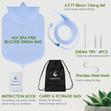 TopQuaFocus 4Qt Large Enema Bag Kit for Colon Cleaning Silicone Coffee Enema Bag Reusable - 6.5ft Long Tube Clear Colonic Cleanse Enemas for Women BPA & Phthalates Free