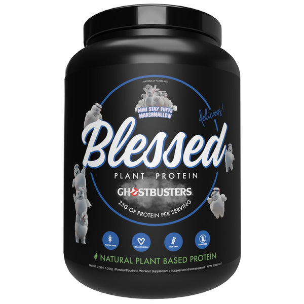 Blessed Vegan Protein Powder - Plant Based Protein Powder Meal Replacement Protein Shake, 23g of Pea Protein Powder, Dairy Free, Gluten Free, No Sugar Added, 30 Servings (Marshmallow Man Pufts)