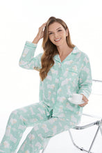 SUTPSL Women Flannel Pajamas Set Long Sleeve Shirt Pants S-XL Sleepwear Button Down Cute Pattern(GreenSheep,M-12-14)…