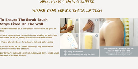 Wall Mounted Back Scrubber for Shower - Large Exfoliating Brush for Shower - Bathing Scrub Brush - Hands-Free Back Brush & Body Scrubber - Shower Accessories - 7.9x11.9in in-Shower Scrubber for Body