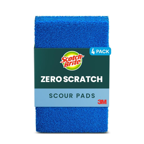 Scotch-Brite Zero Scratch Scouring Pad, Effective + Gentle Dish Scrubber for Household Cleaning, 48 Scrub Pads for Dishes, Nonstick Pots and Pans, Glass, Tubs, Showers, Reusable & Durable