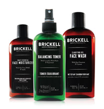 Brickell Men's Daily Face Cleanse Routine for Oily Skin, Alcohol Free Toner, Gel Facial Wash and Moisturizer, Natural and Organic, Unscented