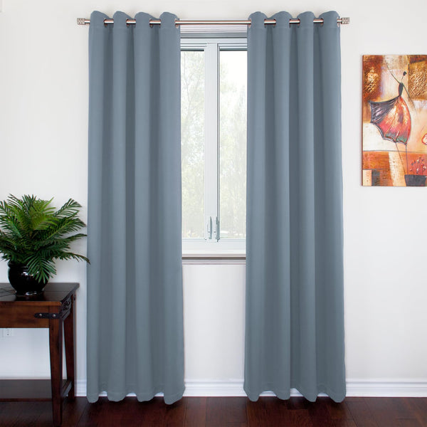 NIM TEXTILE Thermal Insulated Blackout Curtains, 140" Total Width, Room Darkening Window Panel Grommet Top Drapes - 2-Panels Set, 70" W x 84" L, Greyish Blue