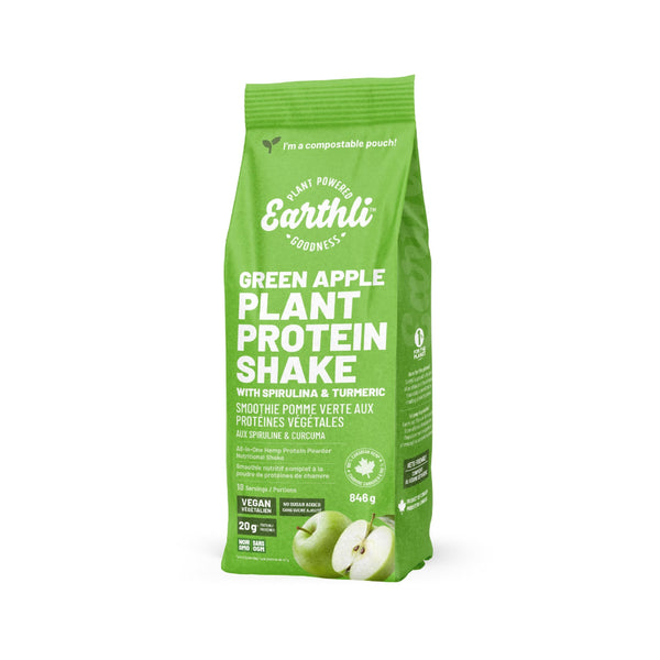 Earthli Green Apple Plant Protein Shake (846g) | Hemp Based Superfood | 20g Protein & 7g Fibre | Keto Friendly, Non-GMO, No Added Sugar | Vegan Plant-based Protein Powder | Nutritional Shake