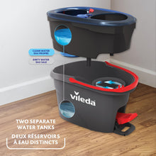 Vileda EasyWring RinseClean Spin Mop & Bucket System | 2-Tanks Separate Clean and Dirty Water | Machine Washable and Reusable Microfiber Mop Head | Hands-Free Wringing Mop Bucket