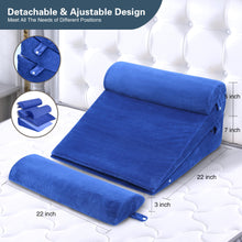 WDBBYL Bed Wedge Pillow Set 4Pcs for Sleeping,Elevation,Assist in Post Suregery Recovery,Acid Reflux,GERD,Snoring,Washable Velvet Cover Royal Blue