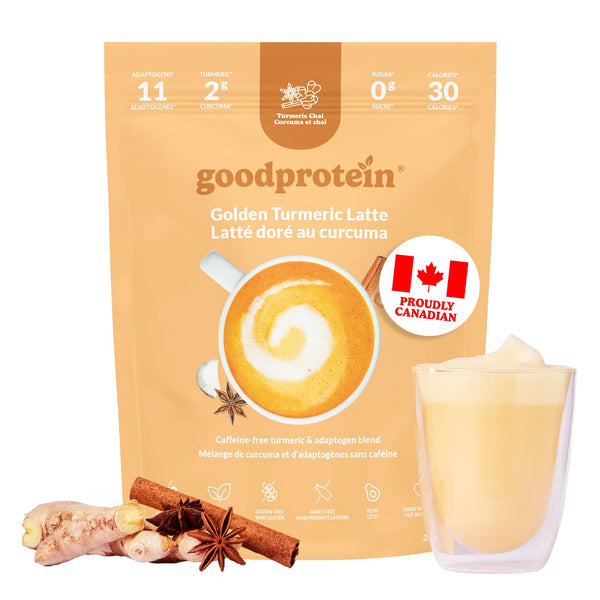 GoodProtein Golden Turmeric Latte Powder - 100% Natural Plant-Based Adaptogen Blend | Rich & Creamy with Antioxidants for Stress Relief | Vegan, Non-GMO, Dairy-Free, No Added Sugar | 225g 30 Servings