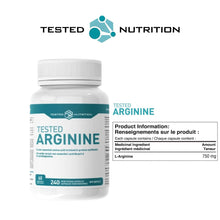 Tested Nutrition Tested Arginine Capsules | 750 mg L-Arginine Capsules for Protein Synthesis, Nitric Oxide Production, Endurance & Performance | 60 Servings (240 Vegetarian Capsules)