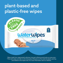 WaterWipes Plastic-Free Original 99.9% Water Based Wipes, Unscented & Hypoallergenic for Sensitive Skin, 180 Count (3 packs), Packaging May Vary