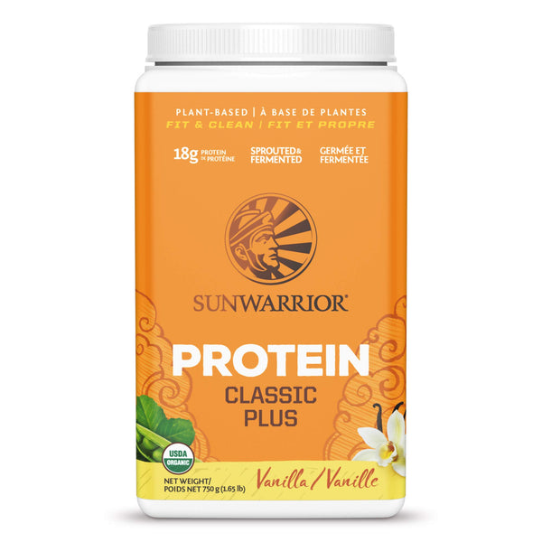 Sunwarrior - Classic Plus, Raw Organic Plant Based Protein, Vanilla, 750 g