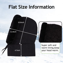 Zsedurt Winter Balaclava Hats for Women Ski Warm Thick Fluff Beanie Adult Neck Face Cover Cap(Black)