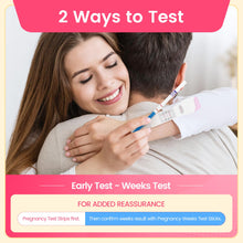 Pregnancy Test Weeks Indicator - Combo Pack 12 Tests, 2X Pregnancy Weeks Test Sticks 25 MIU/ml, 10x Pregnancy Test Strips 10 MIU/ml, Ultra Early 2 Ways Check - Tells You How Many Weeks (12 Tests)