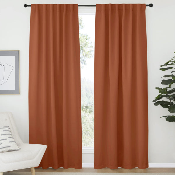 NICETOWN Blackout Window Curtains for Kids Room, Thermal Insulated Door Drapes for Halloween Decoration, Universe Themed Room (Burnt Orange, 1 Panel = 52" Wx 84" L, 2 PCs)