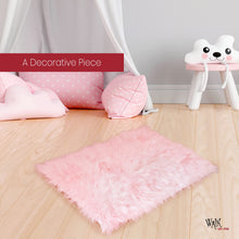 Silky Soft Faux Fur Rug, 2 ft. x 3 ft. Pink Fluffy Rug, Sheepskin Area Rug, Rectangle Rug for Living Room, Bedroom, Kid's Room, or Nursery, Home Décor Accent, Machine Washable with Non-Slip Backing