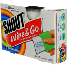 Shout Wipe & Go Instant Stain Remover Wipes 12 ea (Pack of 5)