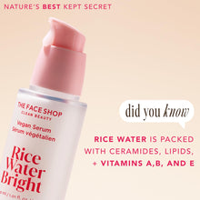 The Face Shop Rice Water Bright Vegan Serum - Targets Uneven Skin Tone & Dryness, Brightening, Nourishing, Hydrating Face Serum - Rice Water, Hyaluronic Acid, Niacinamide Serum - Korean Skin Care