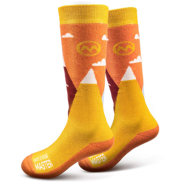 OutdoorMaster Kids Ski Socks - Merino Wool Blend, Over The Calf Design w/Non-Slip Cuff