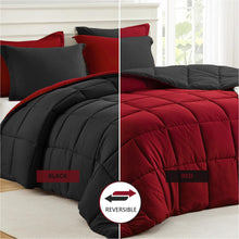 Homelike Moment King Size Comforter Set Black, Lightweight Reversible Red Comforter Sets King Size Bed, Soft Down Alternative King Bedding Sets All Season 3 Pcs Bed Set with 2 Shams Black/Red