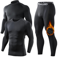 TELALEO Men's Thermal Long Sleeve Compression Shirts, Winter Gear Sports Base-Layer Top Bottom Sets S