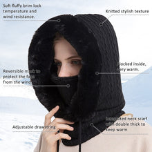 Zsedurt Winter Balaclava Hats for Women Ski Warm Thick Fluff Beanie Adult Neck Face Cover Cap(Black)