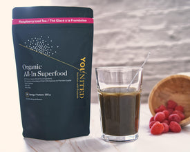 Younited All-In Superfood Greens Powder | Made in Canda | 53 Premium Organic Food Ingredients | 6 Servings of Vegetables + Fruit per Scoop | Loaded w/Phytonutrients | Raspberry Iced Tea (30 Servings)