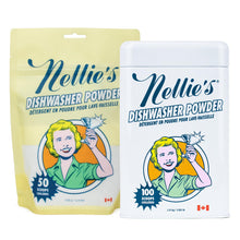 Nellie's Dishwasher Powder Bundle - 50 Scoops (Pouch) & 100 Scoops (Tin) - Kind to the Environment - Grease-Busting Performance for Spotless Results - Perfect for Planet Friendly Homes