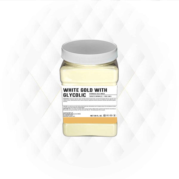 White Gold with Glycolic Jelly Mask - Professional Pack Peel Off Facial Mask - Brightening & Hydrating - for All Skin Types | 30 Fl Oz