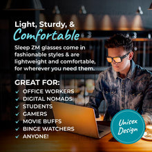 Sleep ZM Fit Over Blue Light Glasses for Computer, TV, Gaming Improve Sleep by Naturally Producing Melatonin for Women + Men, Black, Large