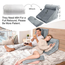 WDBBYL 5pcs Bed Wedge Pillow Set,Memory Foam Body Support System 17 Functions in 1 for Back and Leg Elevation,Acid Reflux,Reading,Sleeping,Machine Washable Velvet Cover,Deep Grey