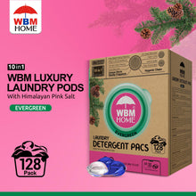 WBM Laundry Detergent Pods - Ultra-Concentrated, Hypoallergenic, Stain-Fighting, Evergreen Scent, 128-Pack, Recyclable Packaging for Eco-Friendly Cleaning