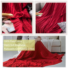 Throw Blankets-Lightweight Fashionable Knitted Throw Blankets 51x70inch Chunky Knit Soft Cozy Luxury Cable Stitch Bed Blankets Machine Washable for TV Sofa Couch Bed (Twist, Red)