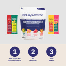 No Days Wasted Hydration Replenisher Electrolyte Replacement Stick Packets| Essential Rapid Hydration & Vitamins | Sodium, Potassium, Magnesium, Vitamins B, C, D, Zinc | 24ct | 4 Flavour Variety Pack