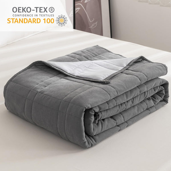 Weighted Blanket 15lbs (60"X80" Fit Twin Full or Queen Size Bed) - Cooling Heavy Blanket for Better Sleeping Soothing with Noiseless Glass Beads, Dark Grey