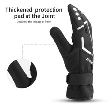 INBIKE Cycling Gloves Mountain Bike Gloves Thermal Gel Pad Gloves Windproof Reflective Full Finger Black Large