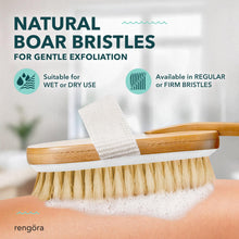 rengöra Back Brush - 20 inch - Long Handle - for Shower Exfoliating Detachable Natural Bristle Bath Brush. Men & Women Love This! Use This Back Scrubber Wet or Dry for Healthy Skin Care | Makes a Great Gift (Regular)