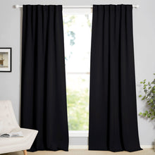 NICETOWN Black Blackout Curtains 84 Inch Long 2 Panels, Thermal Black Out Halloween Panels Room Darkening for Living Room, Back Tab and Rod Pocket Light/Noise Reducing Treatments for Bedroom, 52Wx84L